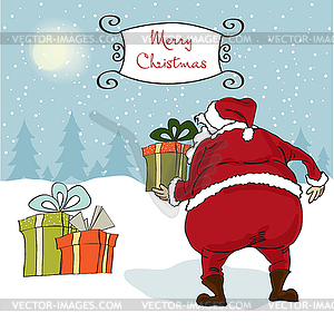 Santa coming, Christmas greeting card - vector image
