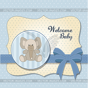 New baby card with elephant - vector image