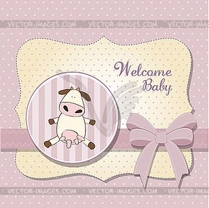 Welcome baby card with cow - vector image