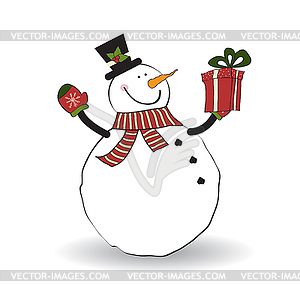 Поздравительная открытка снеговик - изображение векторного клипарта