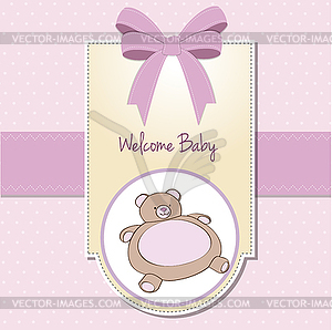 Baby shower card with teddy - vector image