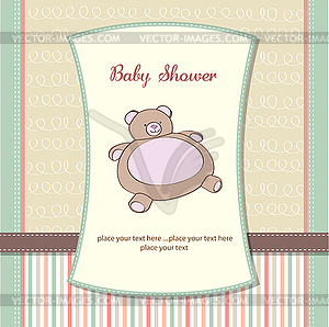 Baby shower card with teddy - vector clipart