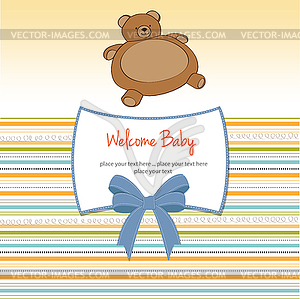 Baby shower card with teddy - vector clipart