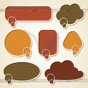 Textured speech bubbles and stickers set in retro - vector image