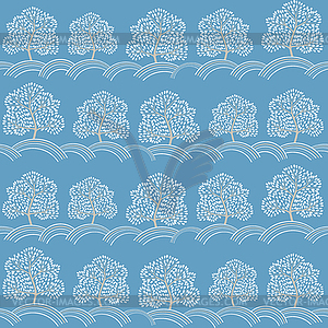 Winter trees seamless pattern (Abstract season - vector clip art