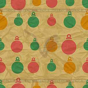 Christmas seamless pattern with balls in retro style - vector clipart