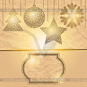 Elegant Christmas background with gold evening balls - vector clipart