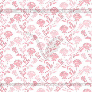 Floral seamless pattern with rose in pastel tones - vector clipart