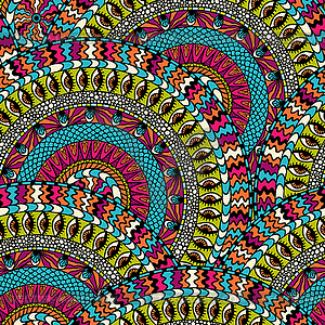 Colorful ethnicity round ornament, seamless pattern - vector clipart