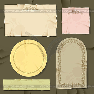 Vintage and retro old paper different objects - vector image
