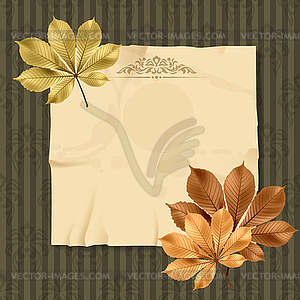 Винтаж и ретро старая карта бумаги с листьями - клипарт в формате EPS