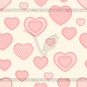 Old lace background, seamless pattern with hearts - vector EPS clipart