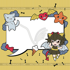 Background with doodle. cute kawaii  - vector image