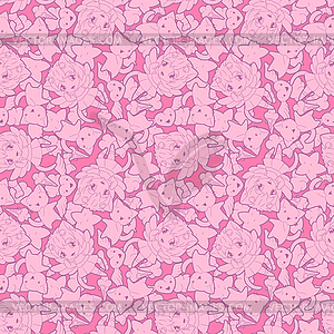 Seamless pattern with doodle. kawaii  - vector image