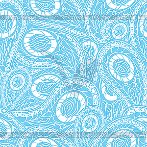 Blue seamless pattern with paisley - - vector clipart