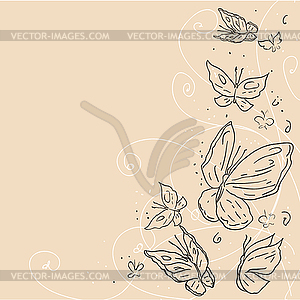 Hand draw grunge butterfly. Abstract background - vector image