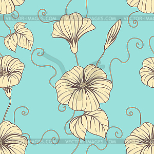 Seamless pattern with hand draw flowers, floral  - vector image