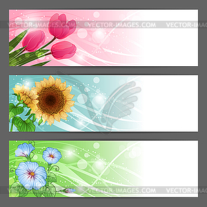 Floral background. Horizontal banner - vector clipart