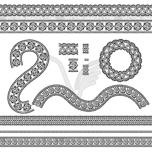 Seamless trims for use with fabric projects - vector clip art