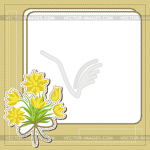 Vintage frame with flowers, retro background - vector clipart