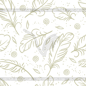 Vintage seamless pattern with feathers - royalty-free vector clipart