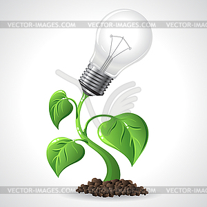 Green energy concept - Power saving light bulbs - vector clipart