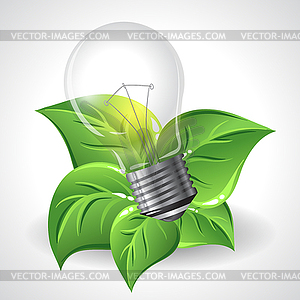 Green energy concept - Power saving light bulbs - vector image