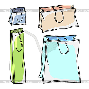 Set of colored paper shopping bags - vector image