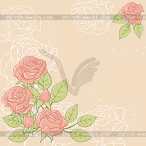 Floral background with rose in pastel tones - vector clipart