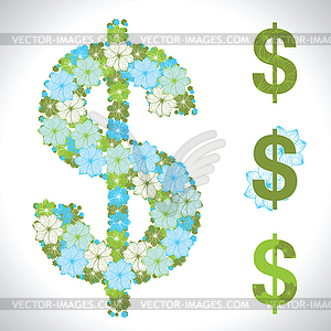 Dollar. Flower texture - vector clip art