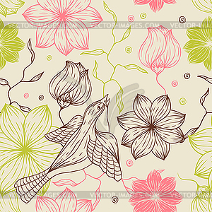 Seamless texture of abstract flowers. background - vector image