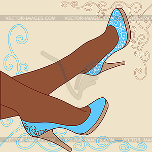  Fashion background with feminine shoe - vector image