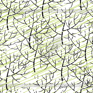 Trees seamless pattern (Abstract green background) - vector clipart