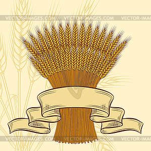 Background with ripe yellow wheat ears, - vector EPS clipart