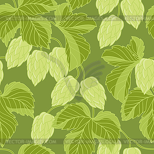 Hop Ornament On Green Grunge Background, - vector clipart