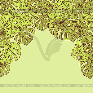 Leaves of palm tree. Seamless pattern - vector image