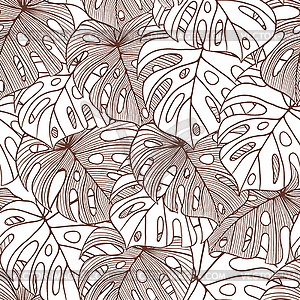 Leaves of palm tree. Seamless pattern - vector clipart