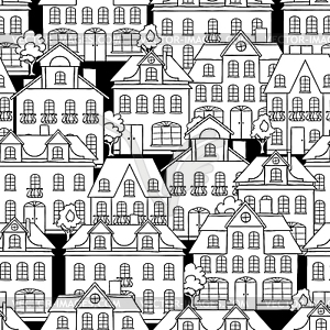 Seamless pattern with houses and trees - royalty-free vector image