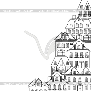 City sketch, houses background for your design - vector image