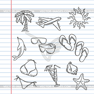 Travel set with many hand draw tourism and - vector image