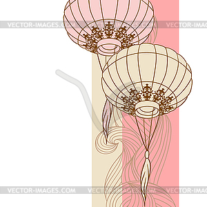 Fairy-lights. Big traditional chinese lanterns.  - vector clip art