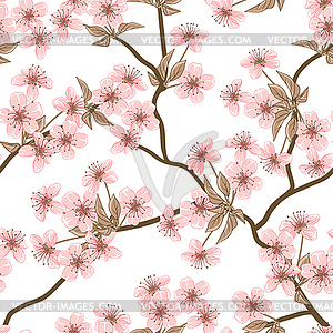 Cherry blossom background. Seamless flowers - vector EPS clipart