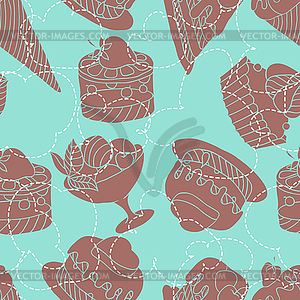 Holiday seamless pattern of sweets and cakes - royalty-free vector image