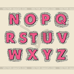 Cute font. letters set N-Z - vector clipart