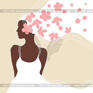 Invitation card with beautiful young bride - vector clipart