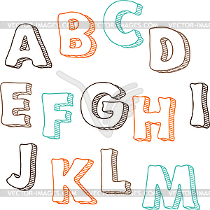 Cute font. letters set A-M - vector clip art