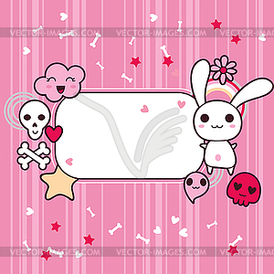 Funny background with doodle. kawaii  - vector image