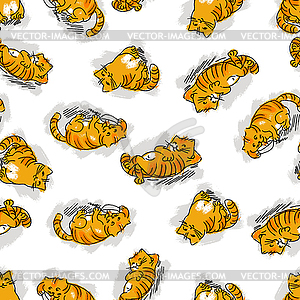 Seamless pattern with funny cats - vector clipart