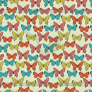 Butterflies. Beautiful background with flower - vector image