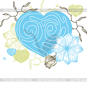 Stylish floral hearts and retro flowers - vector EPS clipart